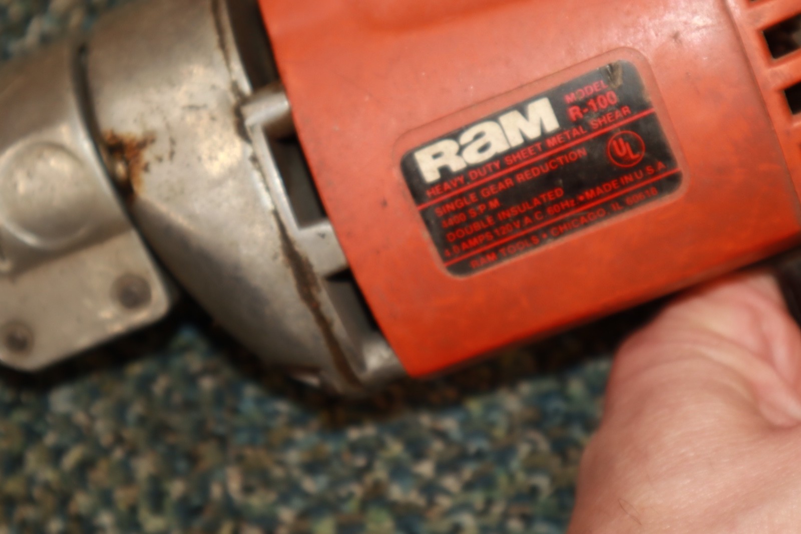 Vintage Used Ram # R-100 Heavy Duty Sheet Metal Shear Corded Tool