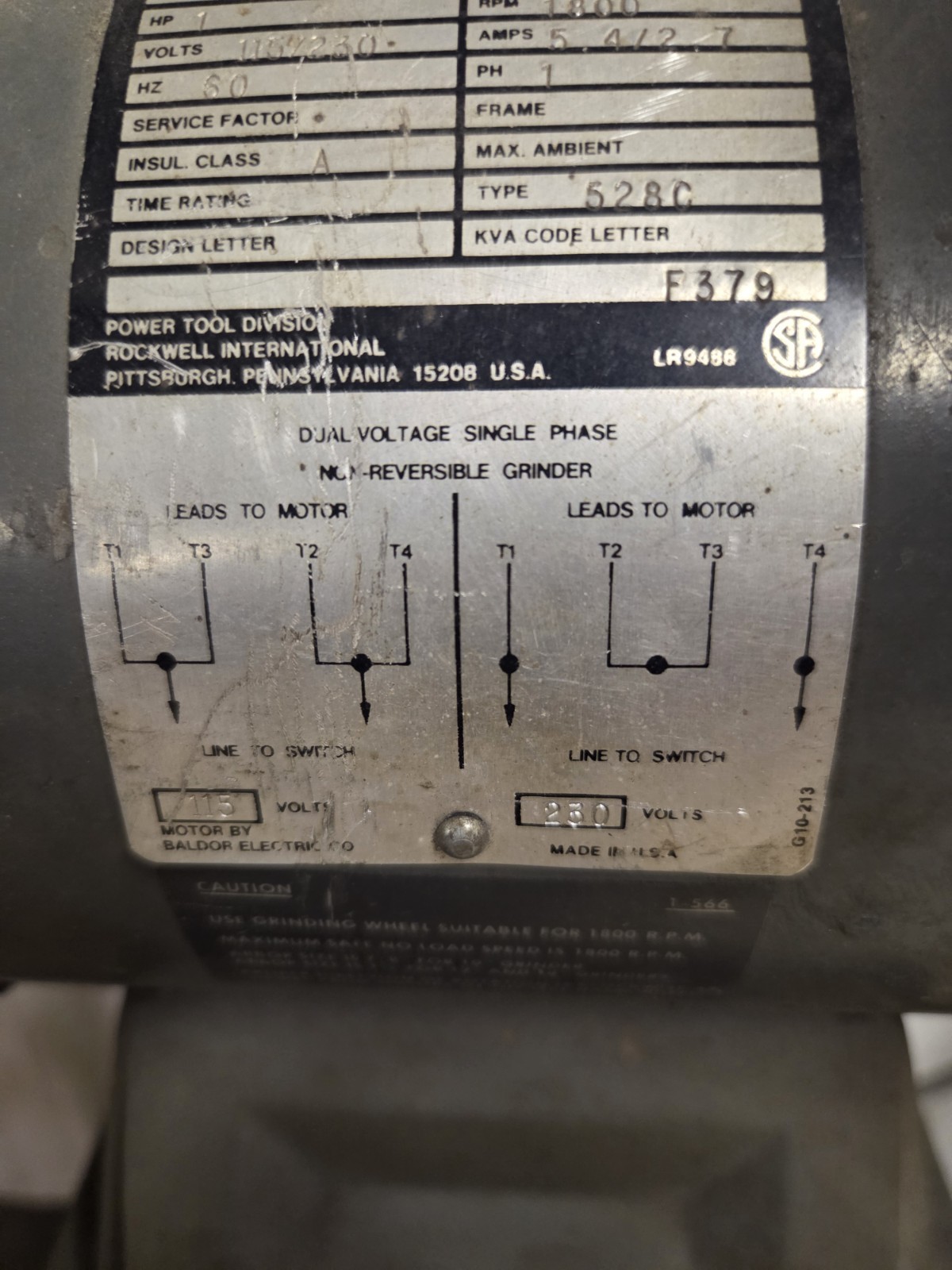 Rockwell 23-136 Pedestal Grinder Baldor 1HP Phila Traffic Base