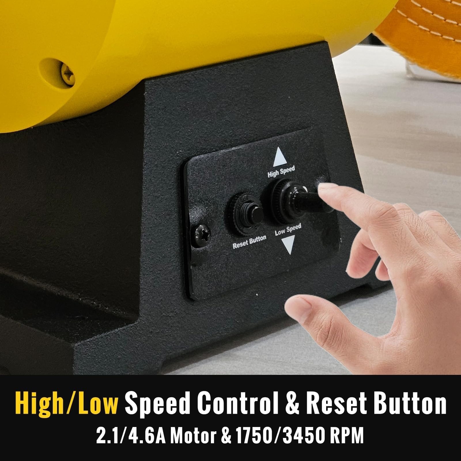 10 Inch Bench Buffer Polisher Electric Dual Speed 1750/3450RPM
