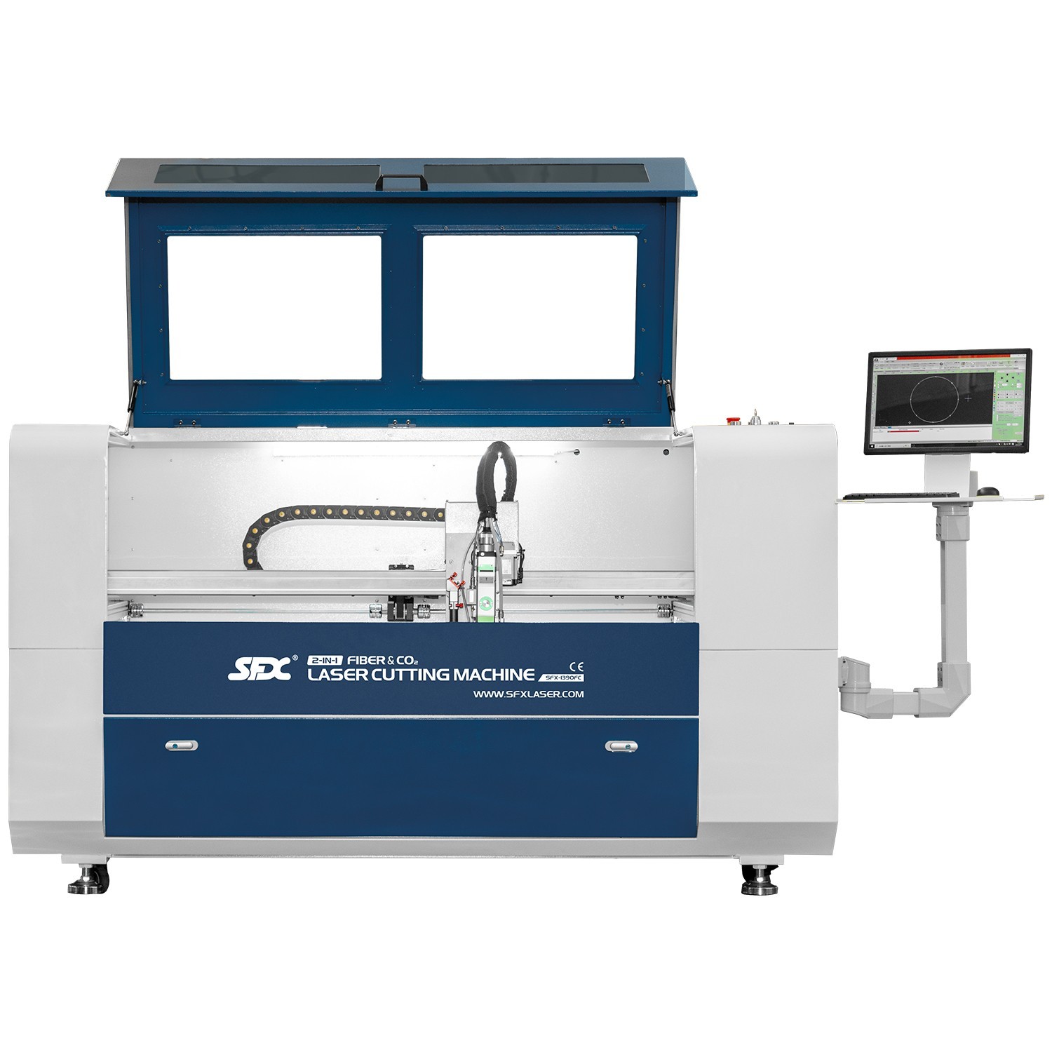 SFX 1500W Fiber and 150W CO2 Integrated Cutting Machine Laser Cutter 1300*900mm