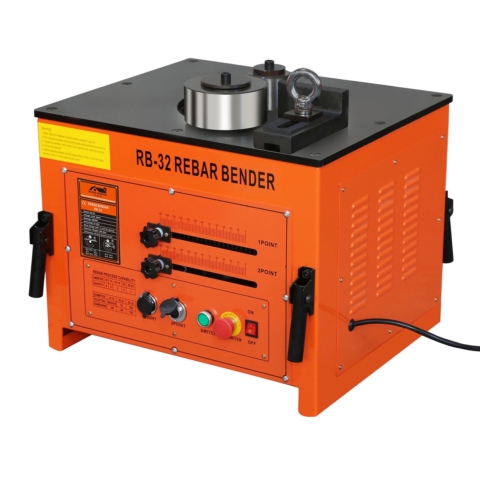 RB32 32mm #10 Electric Rebar Bender Bending Machine 1-1/4″ Steel Rod 3700 Watt