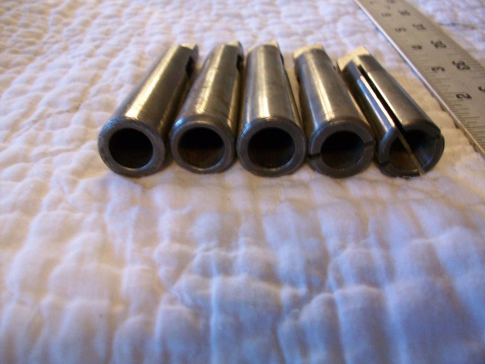 Five Assorted #2 Morse Taper Tap Sleeve or Arbors 3 1/4″ to 3 5/8″ Long