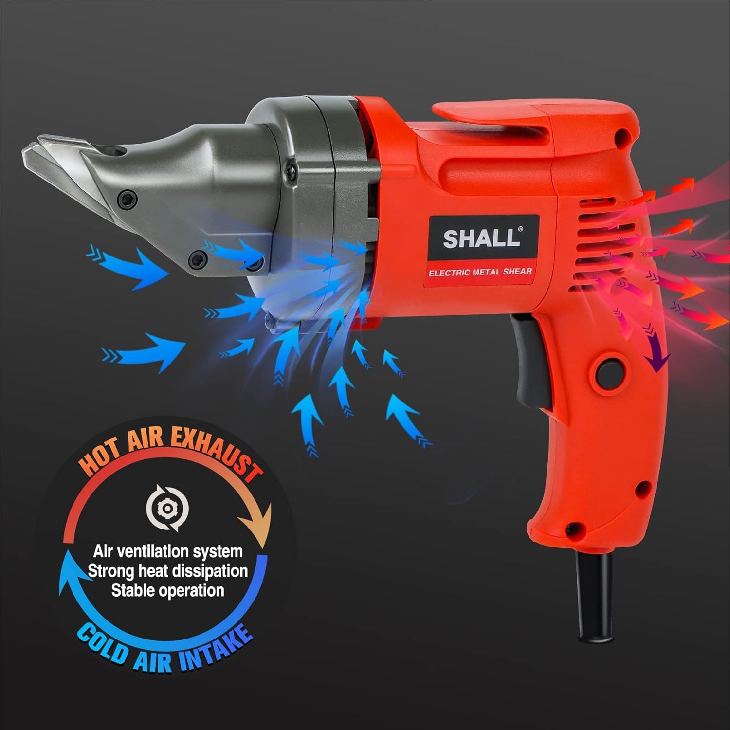 Electric Metal Cutting Shear, 4.0-Amp Corded Sheet Metal Cutter, Variable Speed