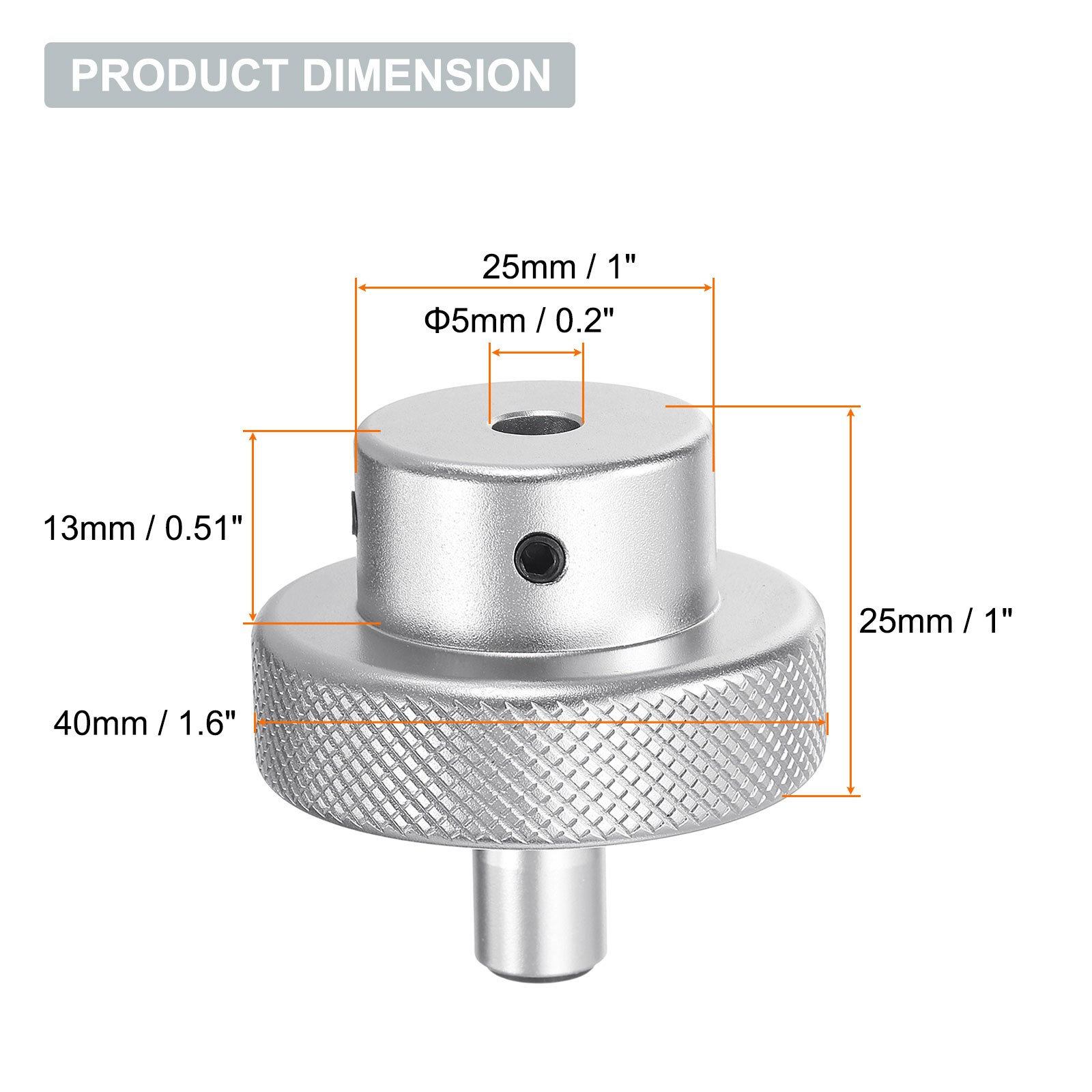 Aluminum Alloy Handwheel 40mm OD 5mm Bore with Rotate Handle for Lathe, Silver