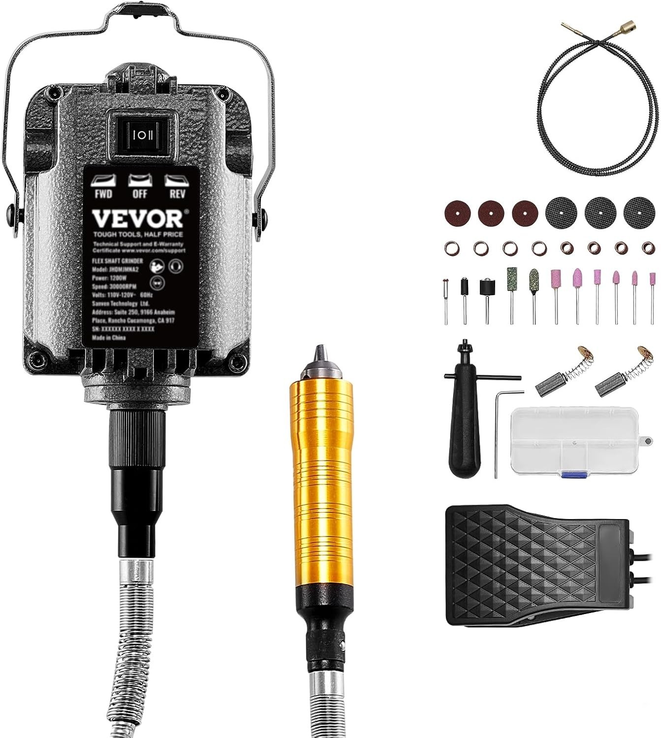 Flex Shaft Grinder, 1200W 30,000RPM Electric Flex Shaft Rotary Tool Carver,….