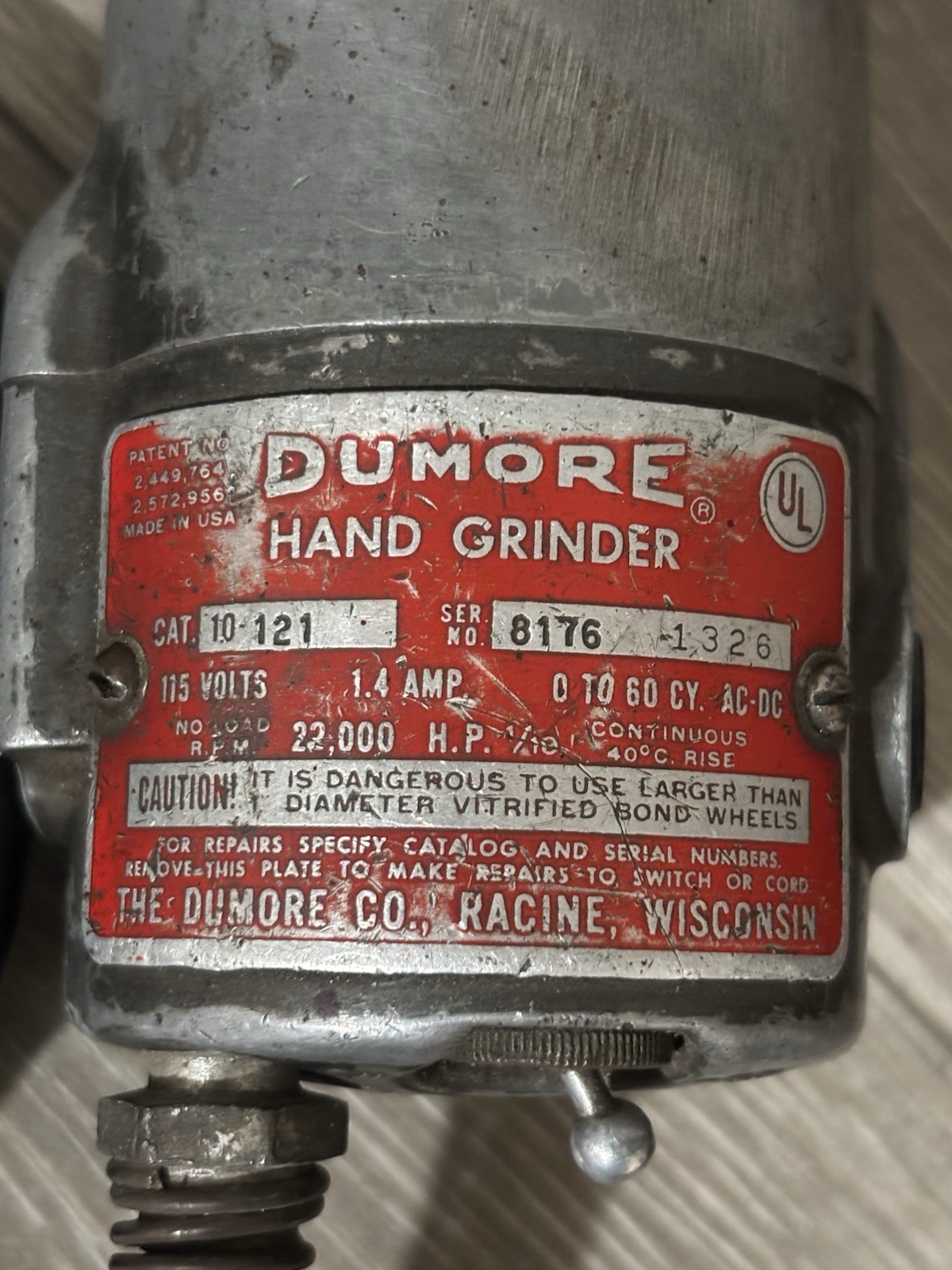 Dumore Hand Grinder – Vintage – MADE IN USA – 10-121 – 22,000RPM – WORKING GOOD
