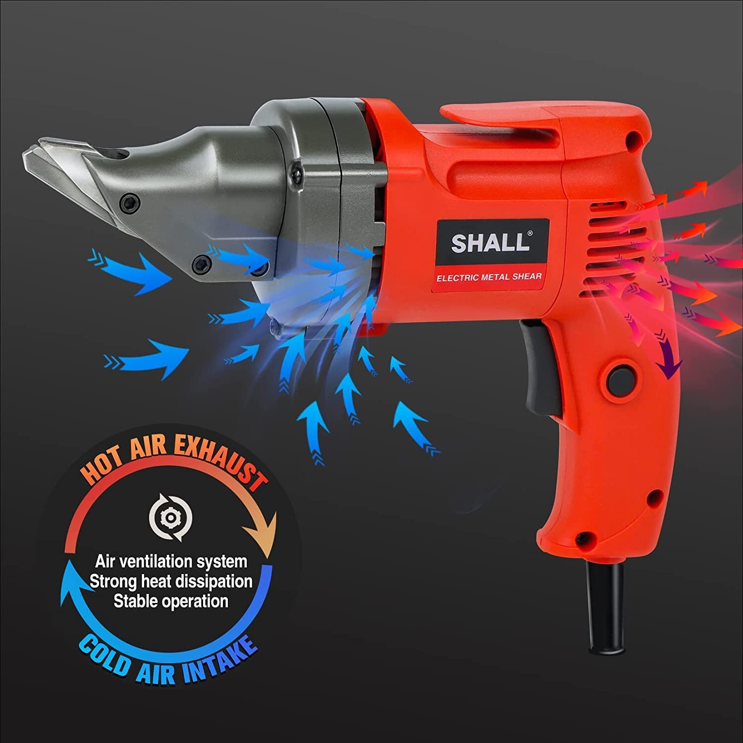 SHALL Electric Metal Cutting Shear, Corded Sheet Metal Cutter, Variable Speed