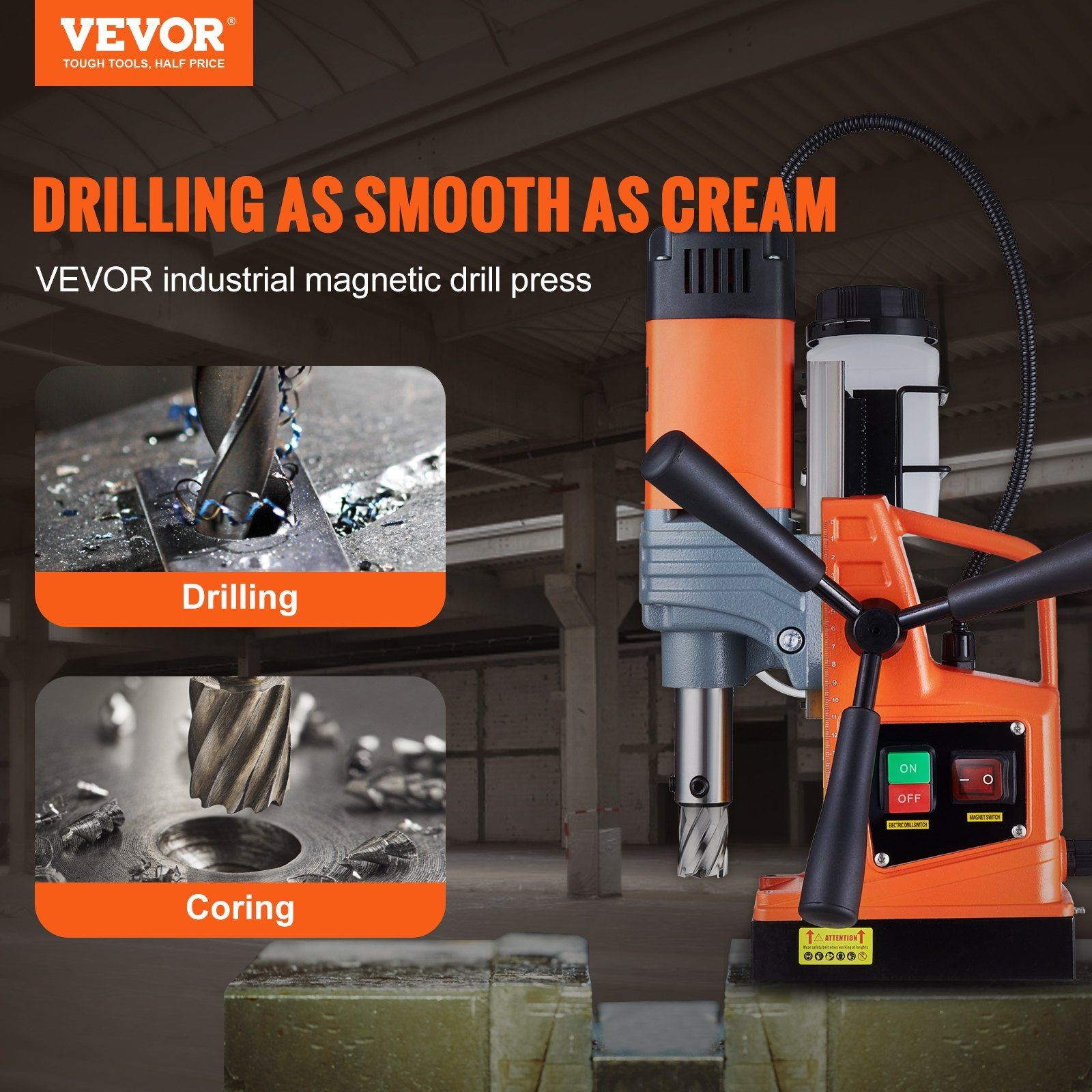 1300W Electric Mag Drill 2922lbf 810RPM 40mm Cut 50mm Stroke