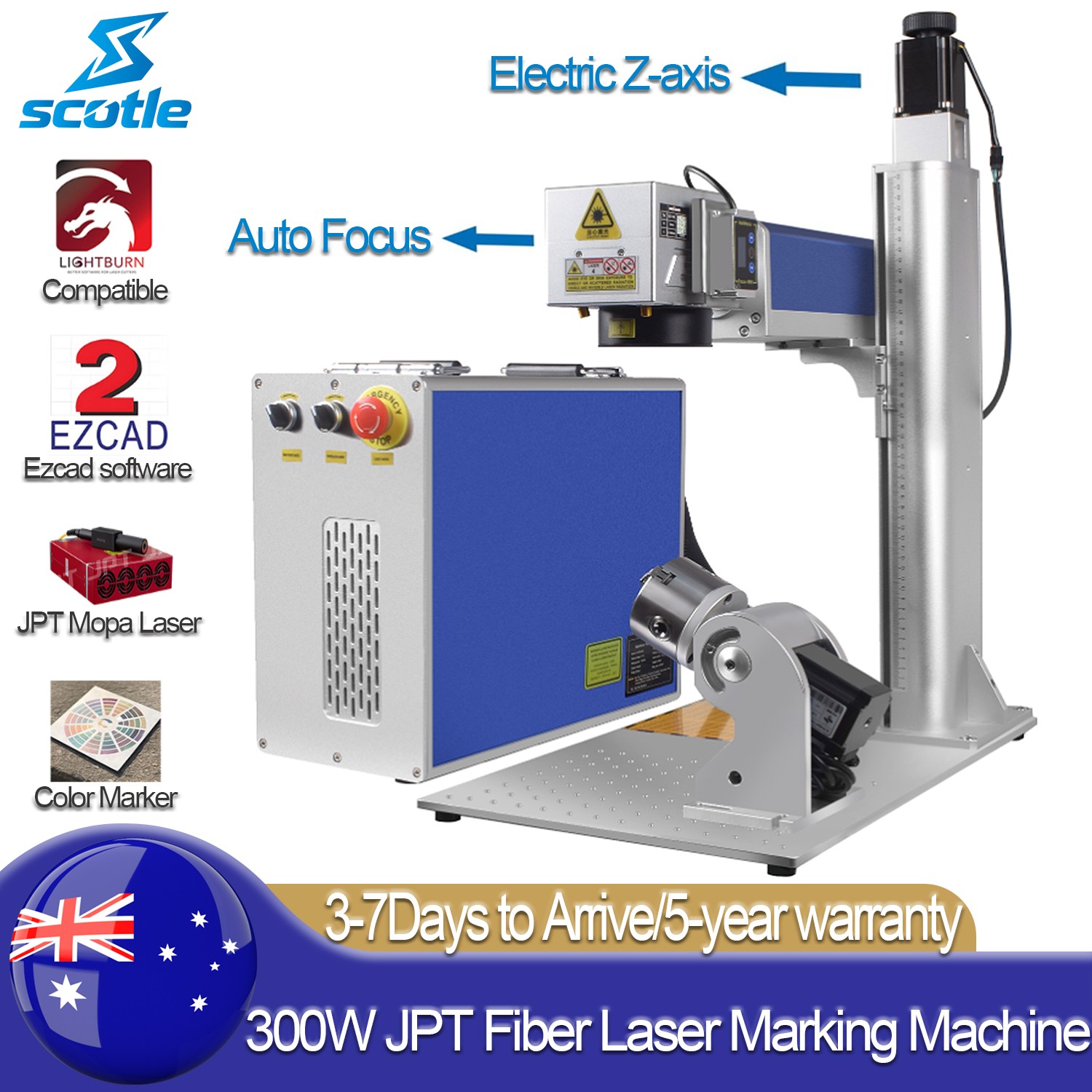 300W Auto Focus JPT Mopa M7 Fiber Laser Marking Engraving Machine Metal Marker