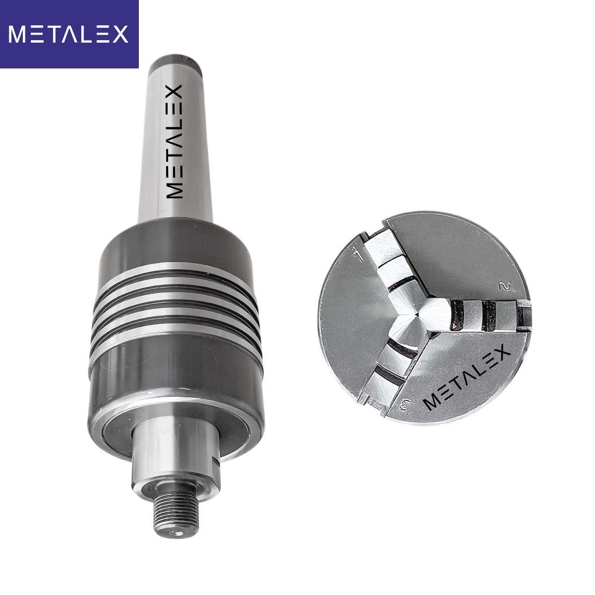 2-1/2″ 3 Jaw 2.5″ Self Centering Lathe Chuck MT4 Heavy Duty Revolving Center USA