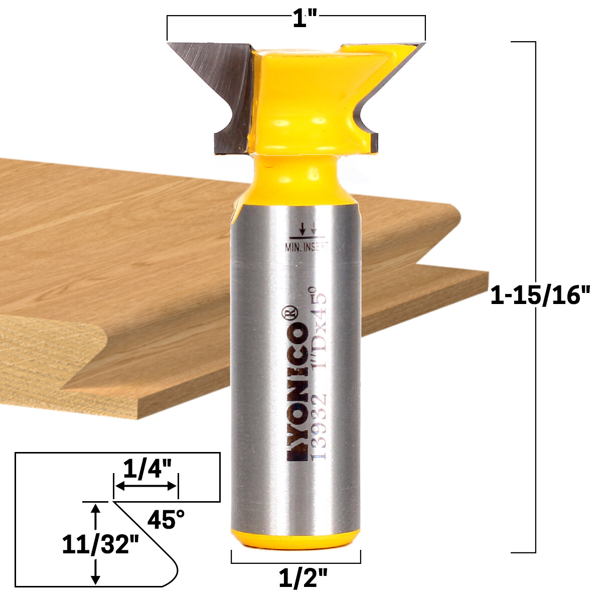1″ Finger Grip Router Bit – 1/2″ Shank – Yonico 13932