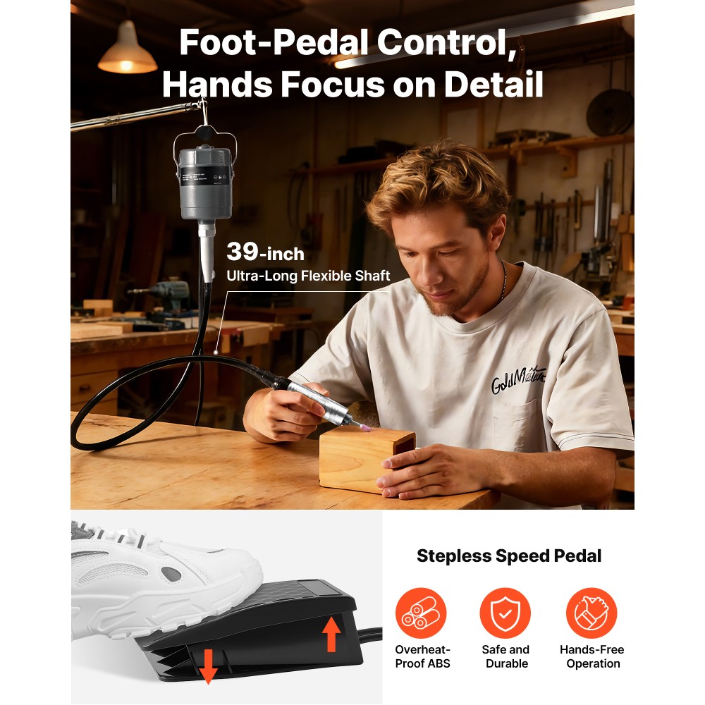 150W 23000RPM Electric Flex Shaft Rotary Tool Foot-Pedal Control Hanging Carver