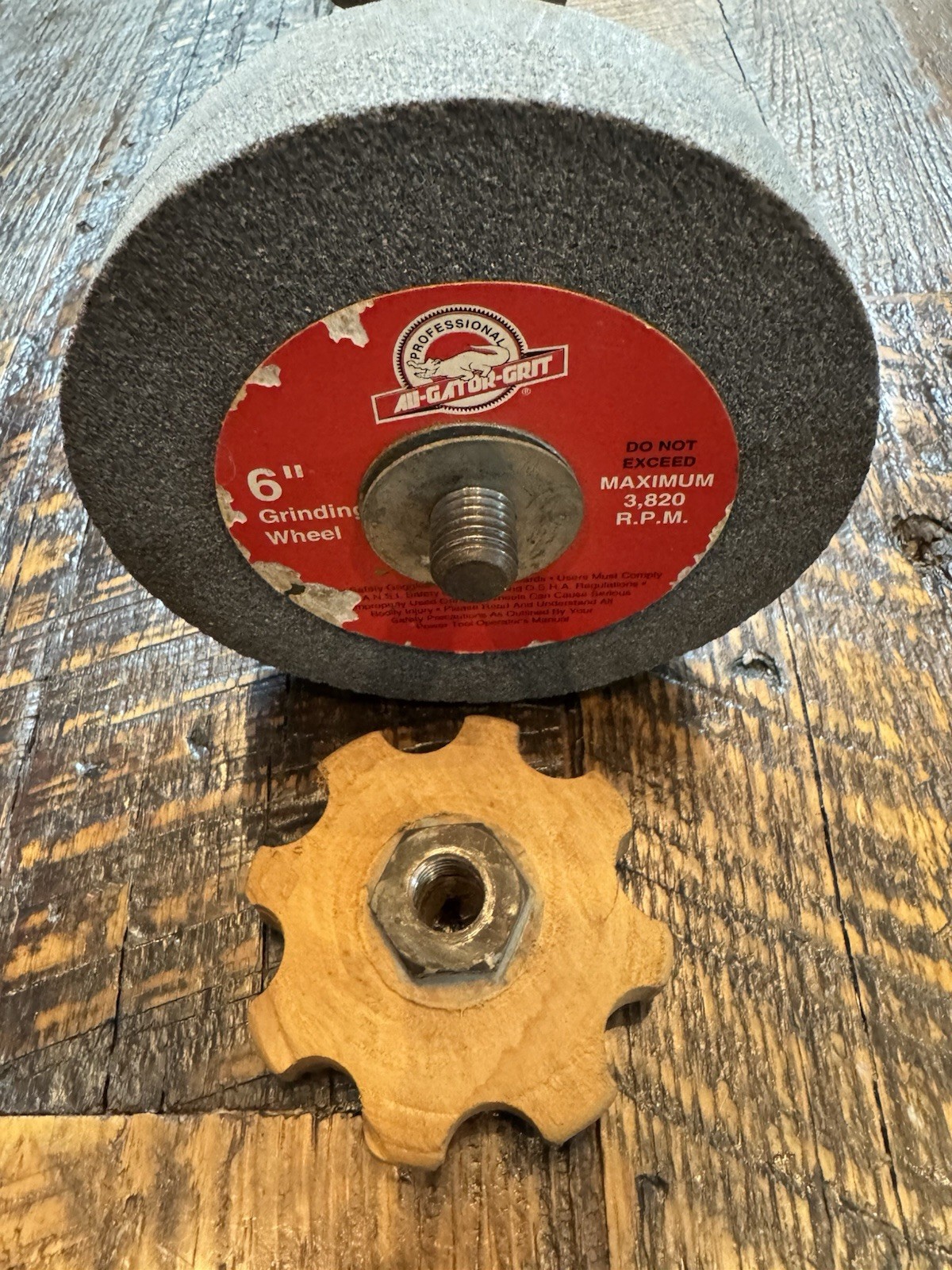 Grinder Assembly – Axle, Brackets, Pulley Spindle & Grinding Wheels – 15″ As Is