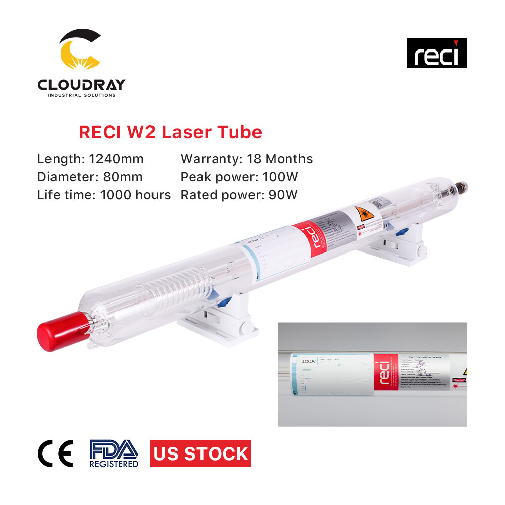 90W 100W RECI W2 1240mm CO2 Laser Tube for CO2 Cutter Engraver Machine