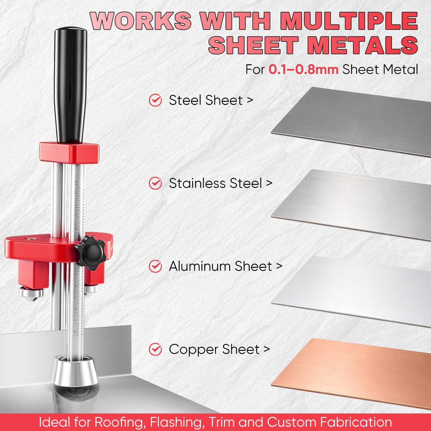 One-Station Sheet Metal Bender, Sheet Bending Roller Tool | Adjustable 5 Inch fo