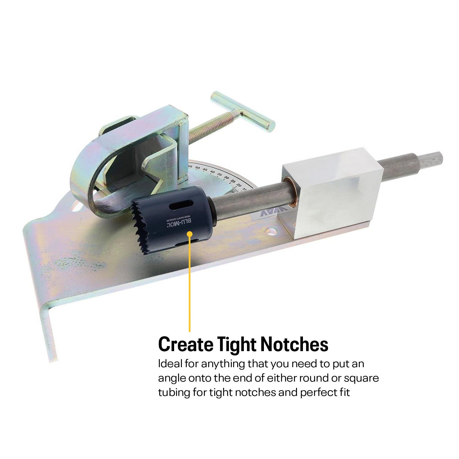 Professional Pipe & Tube Notcher, 9/16″ – 2″ Tubing Notching Tool, 40-90 Degree