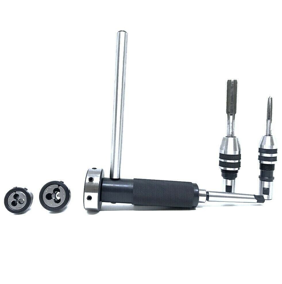 Lathe Tailstock Tap And Die Holder Set MT3 Shank Threading Tapping Kit 8 Pcs Set