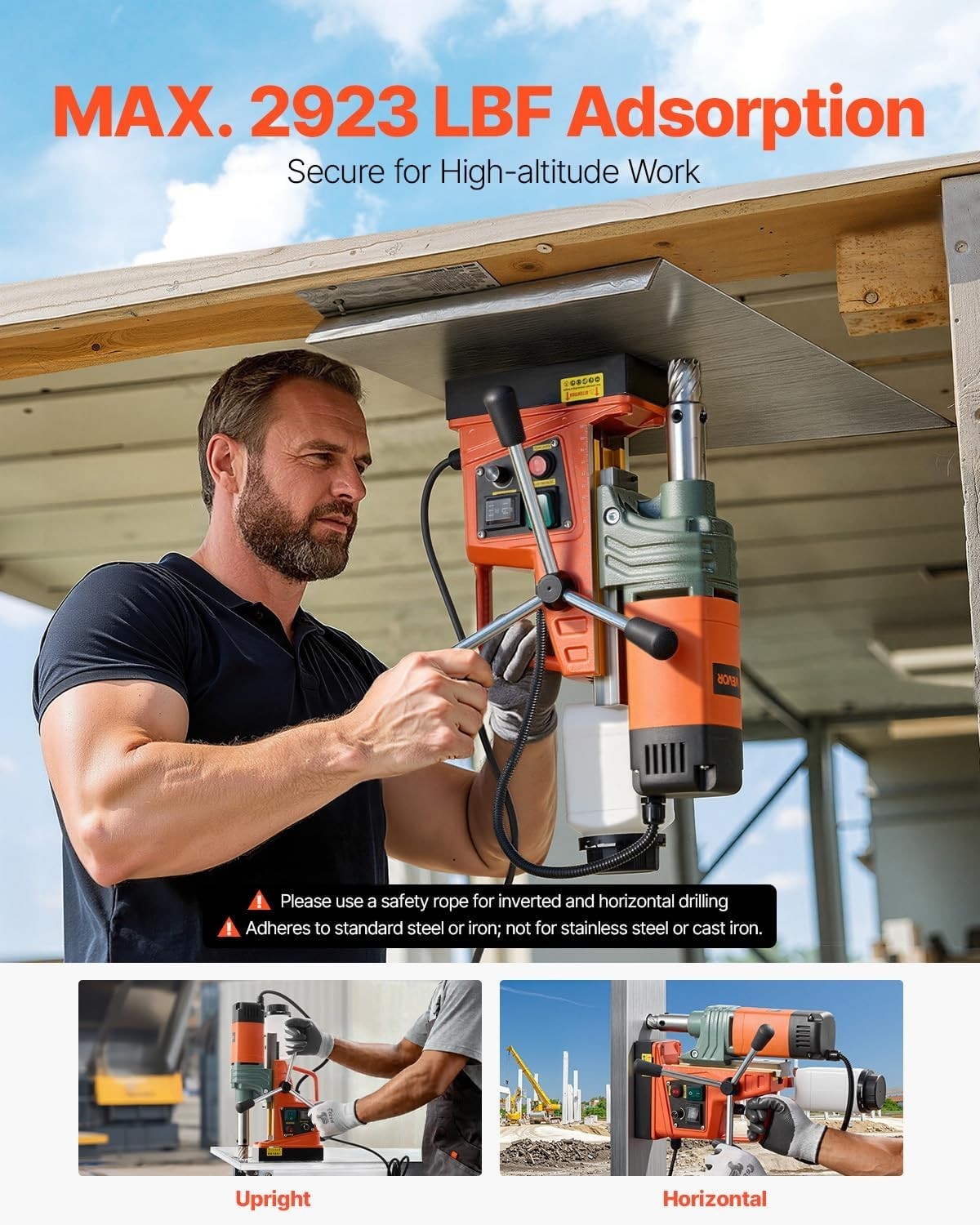 2922 lbf Magnetic Drill – Variable Speed 2″ Core Drilling Machine with 6 Cutters