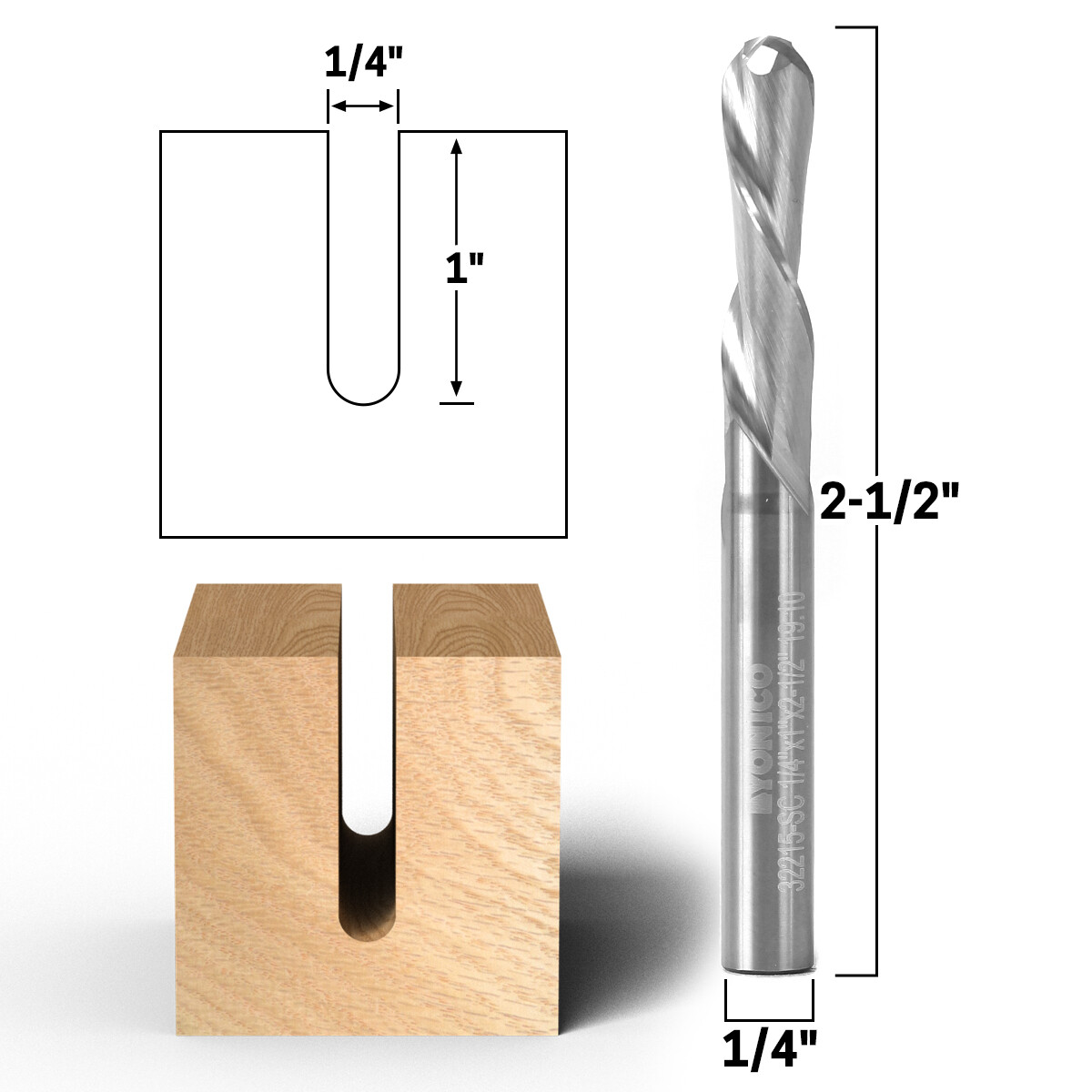 1/4″ Dia.Downcut Ball Nose Spiral CNC Router Bit – 1/4″ Shank – Yonico 32215-SC