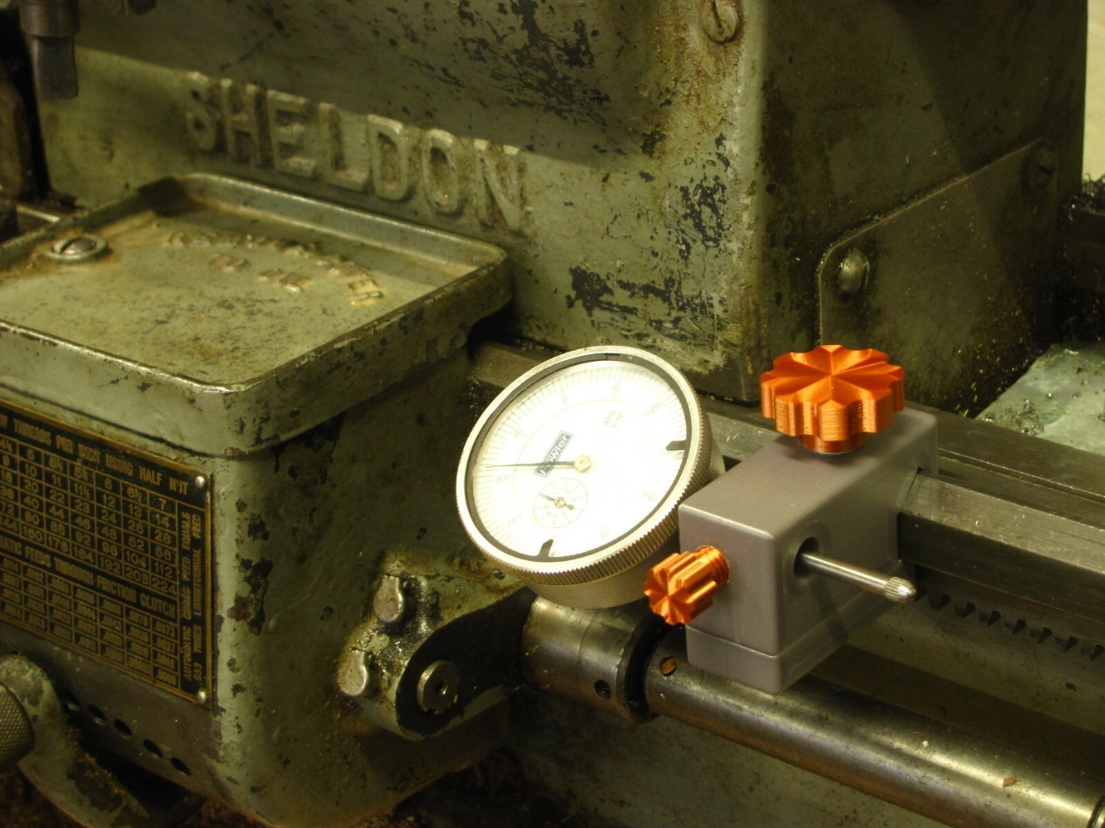 Sheldon 11″, 12″ or 13″ lathe carriage Dial Indicator Holder!(3d Printed)