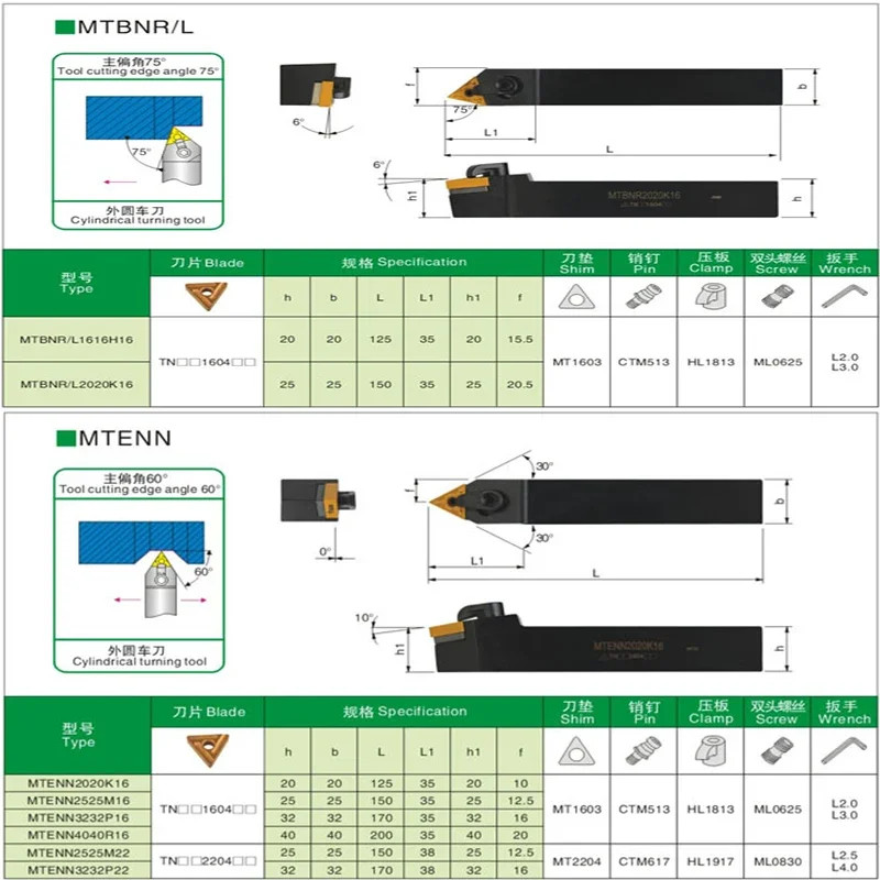 Lathe External Turning Tool Holder MTENN MTQNR CNC For TNMG160404 160408 Inserts