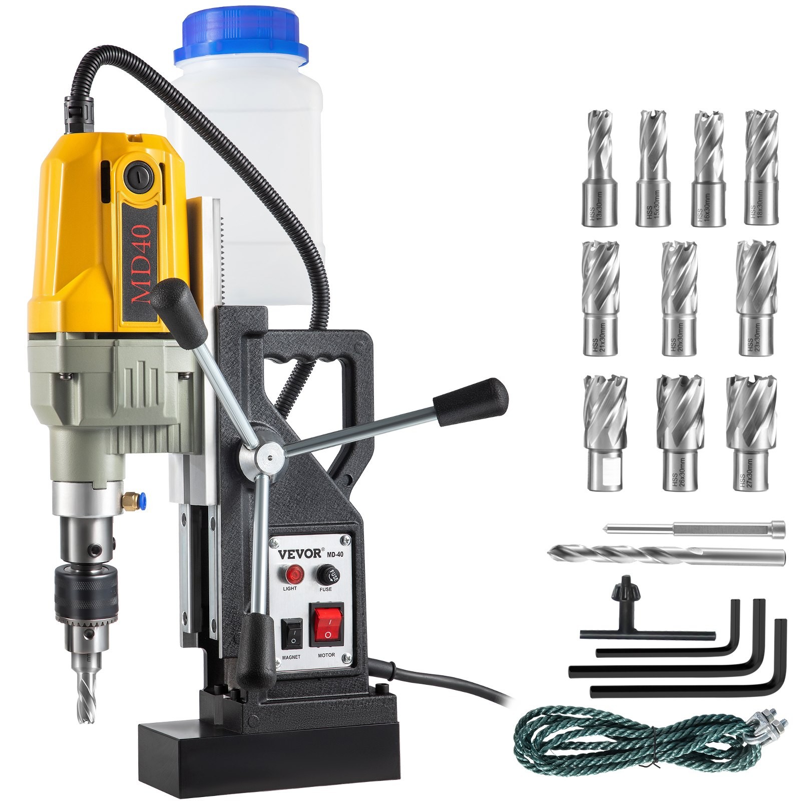 Magnetic Drill, 1100W 1.57′ Boring Diameter, 2697lbf,12000N Portable Electric