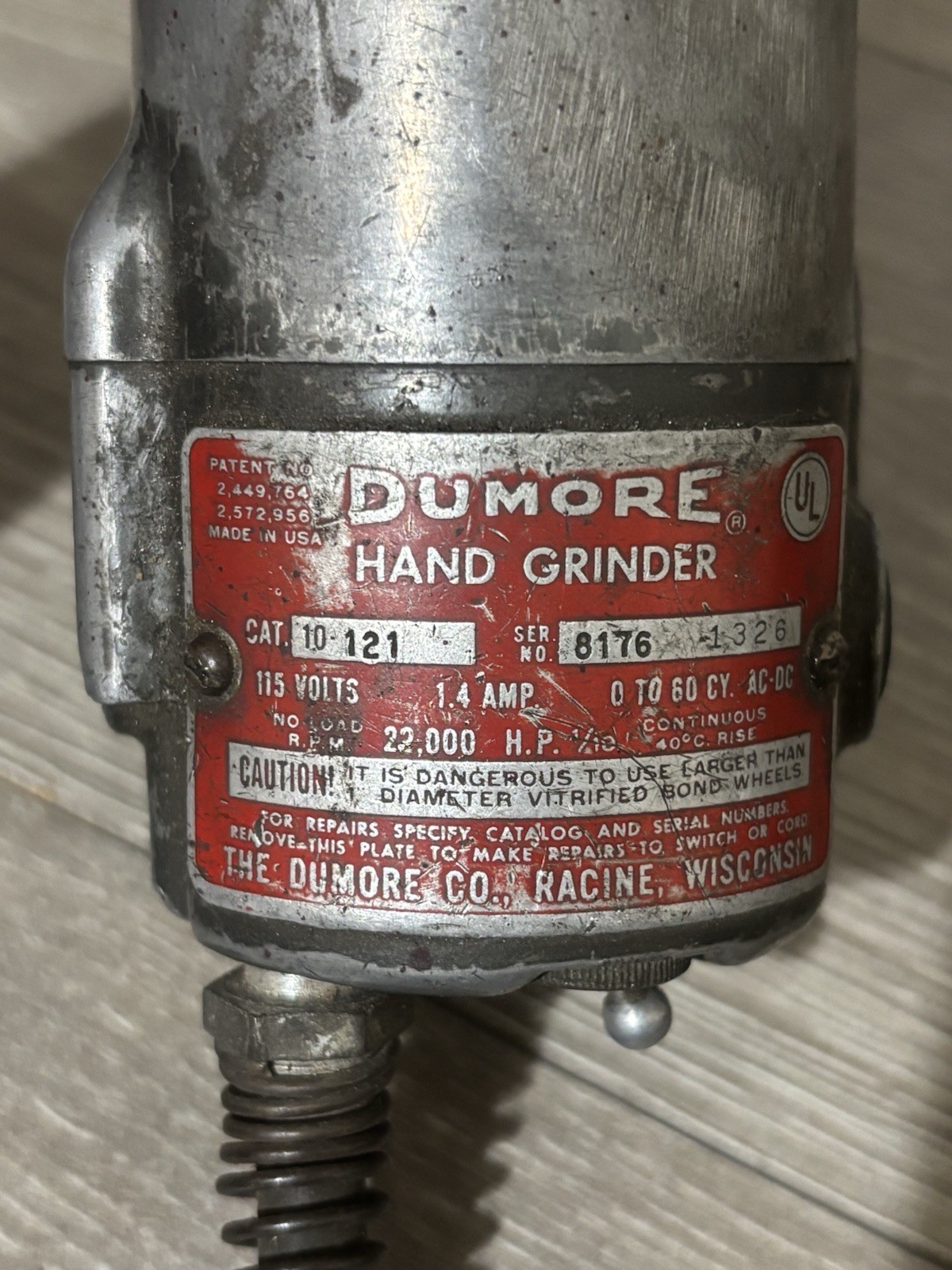 Dumore Hand Grinder – Vintage – MADE IN USA – 10-121 – 22,000RPM – WORKING GOOD