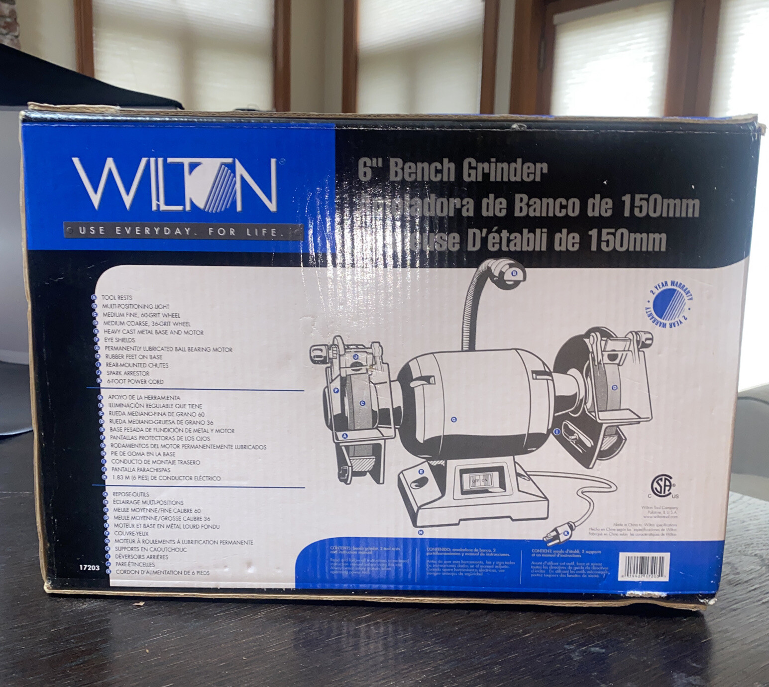Wilton 6” Bench Grinder, 1/2 HP 2.8 AMP model 17203 BRAND NEW IN OPEN BOX