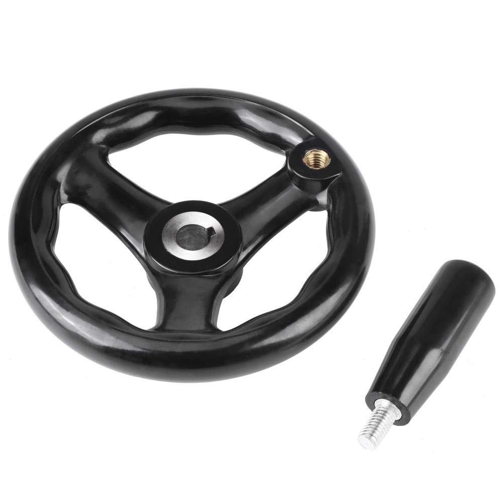 3 Spoke Hand Wheel 125mm/4.92inch Diameter Black Round Wheel Thread Hole 12mm…
