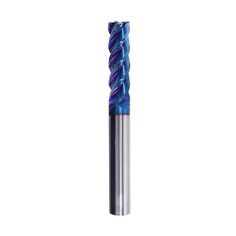 63° 4 Flute Carbide End Mill 150L Blue Nano Coated Stainless Steel TitaniumAlloy