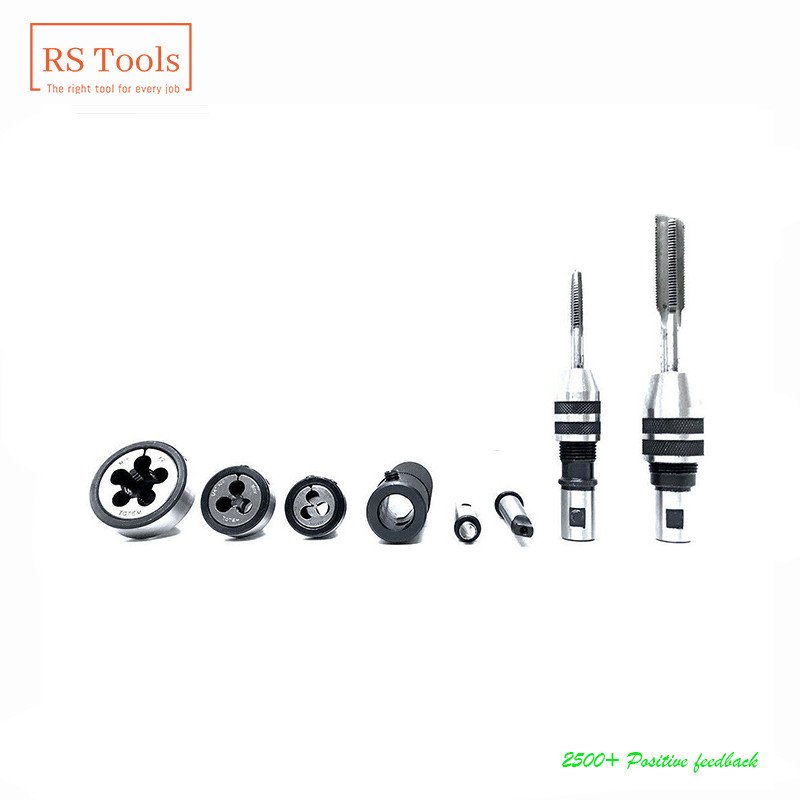 New Lathe Tailstock Tap And Die Holder Set MT3 Shank Threading Tapping Kit 8 Pcs