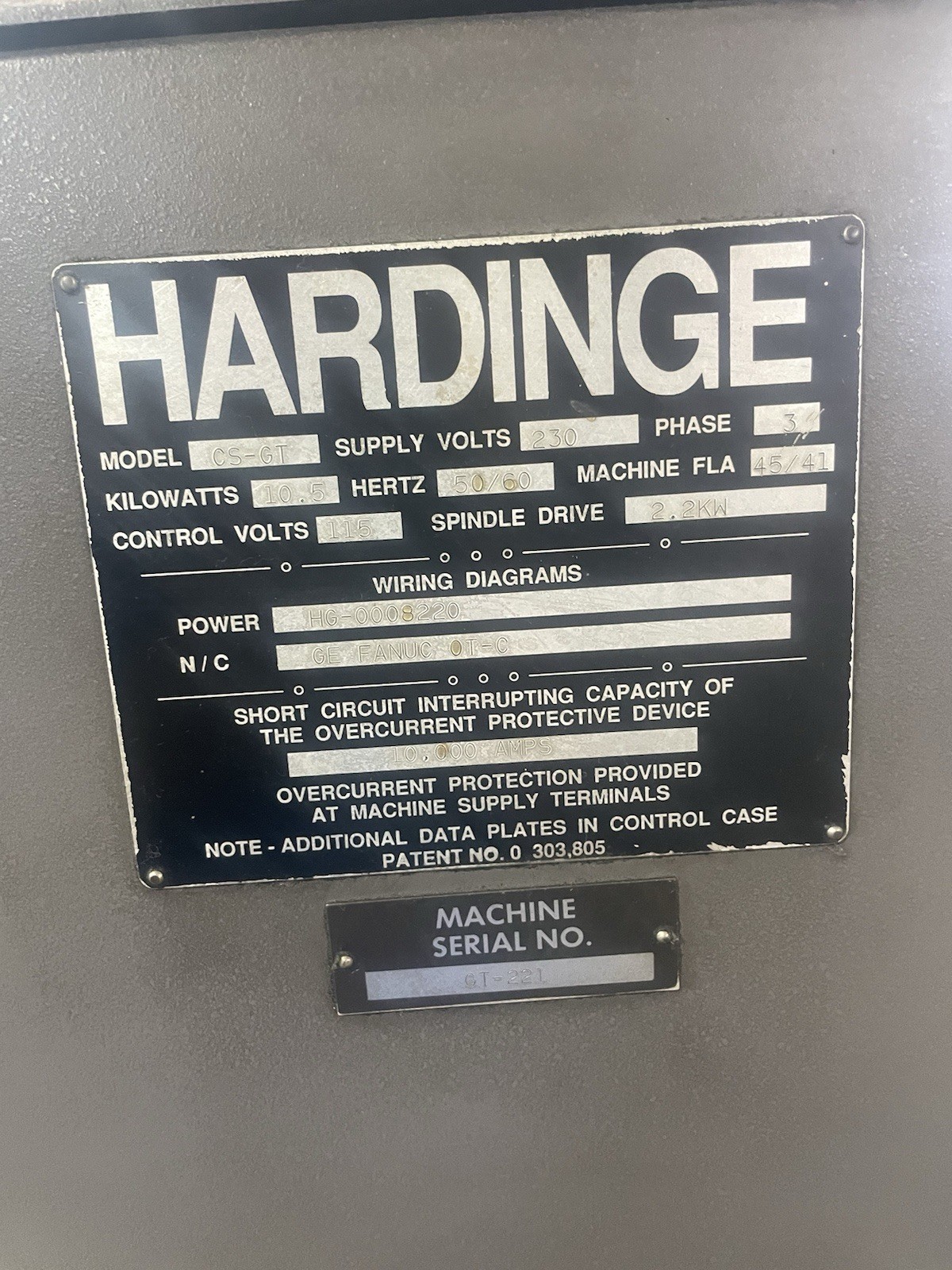 Hardinge Super Precision CNC Lathe, model CS-GT, with GE FANUC Series O-T