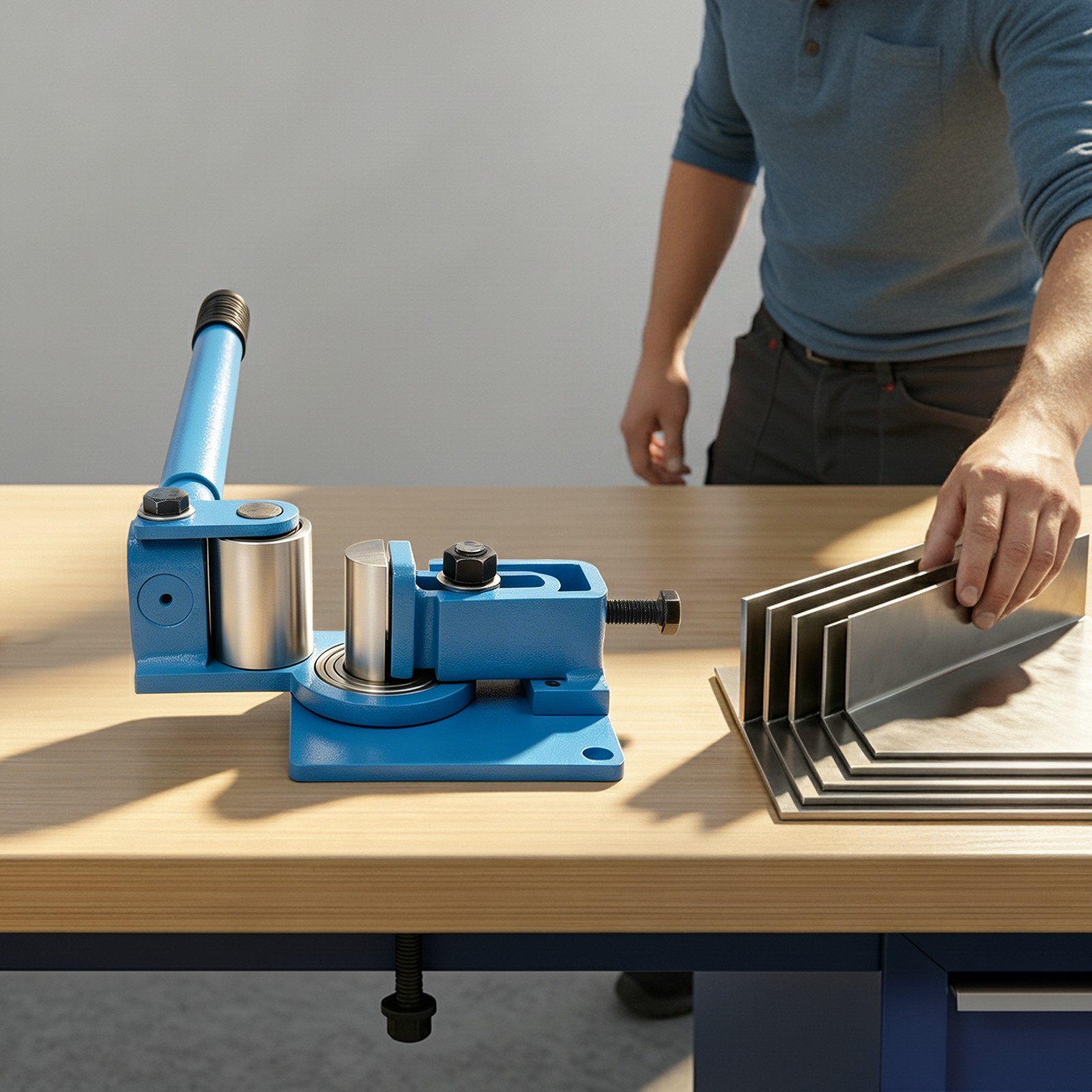 Manual Flat Bar Bending Machine,Blue Metal Bending Machine, Ball Bearings Bender
