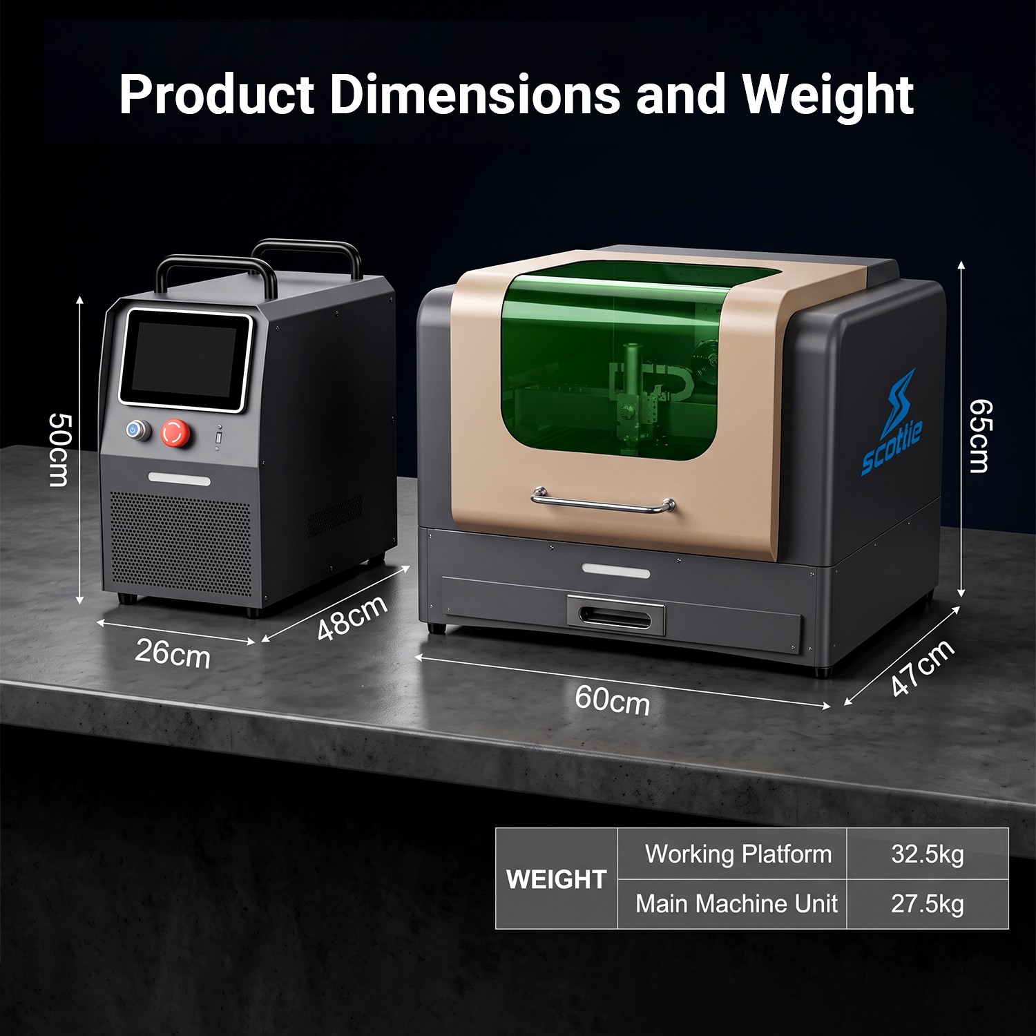 Desktop Fiber Laser Cutter 1200W 2 in 1 Cutting Marking for Metal High Precision