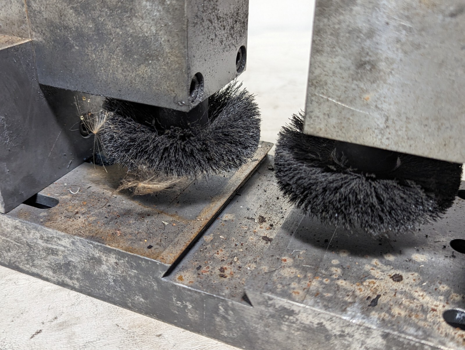 Custom-made pass-through deburrer/polisher, adjustable, as pictured