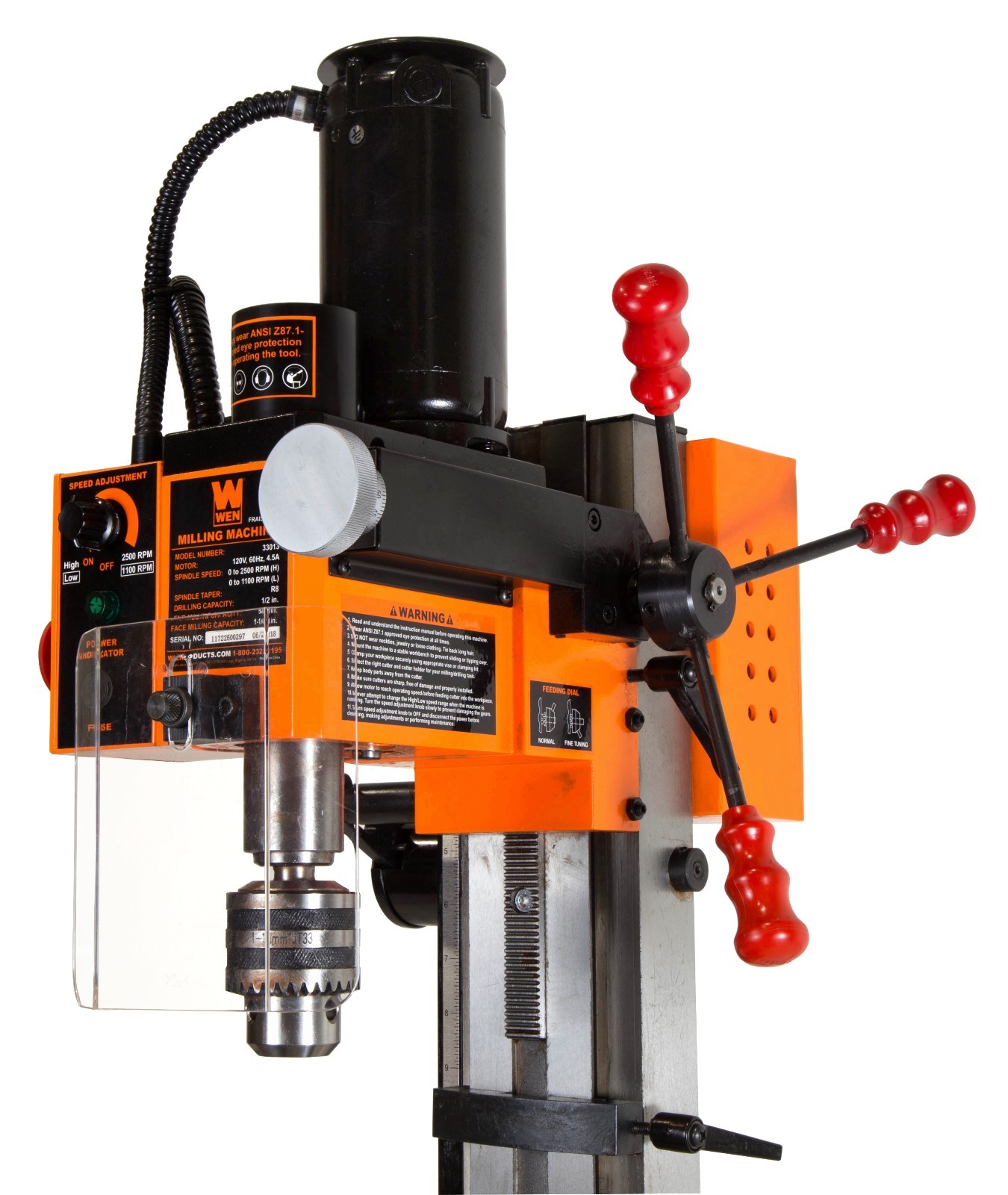 WEN 33013 4.5A Variable Speed Single Phase Compact Benchtop Milling Machine