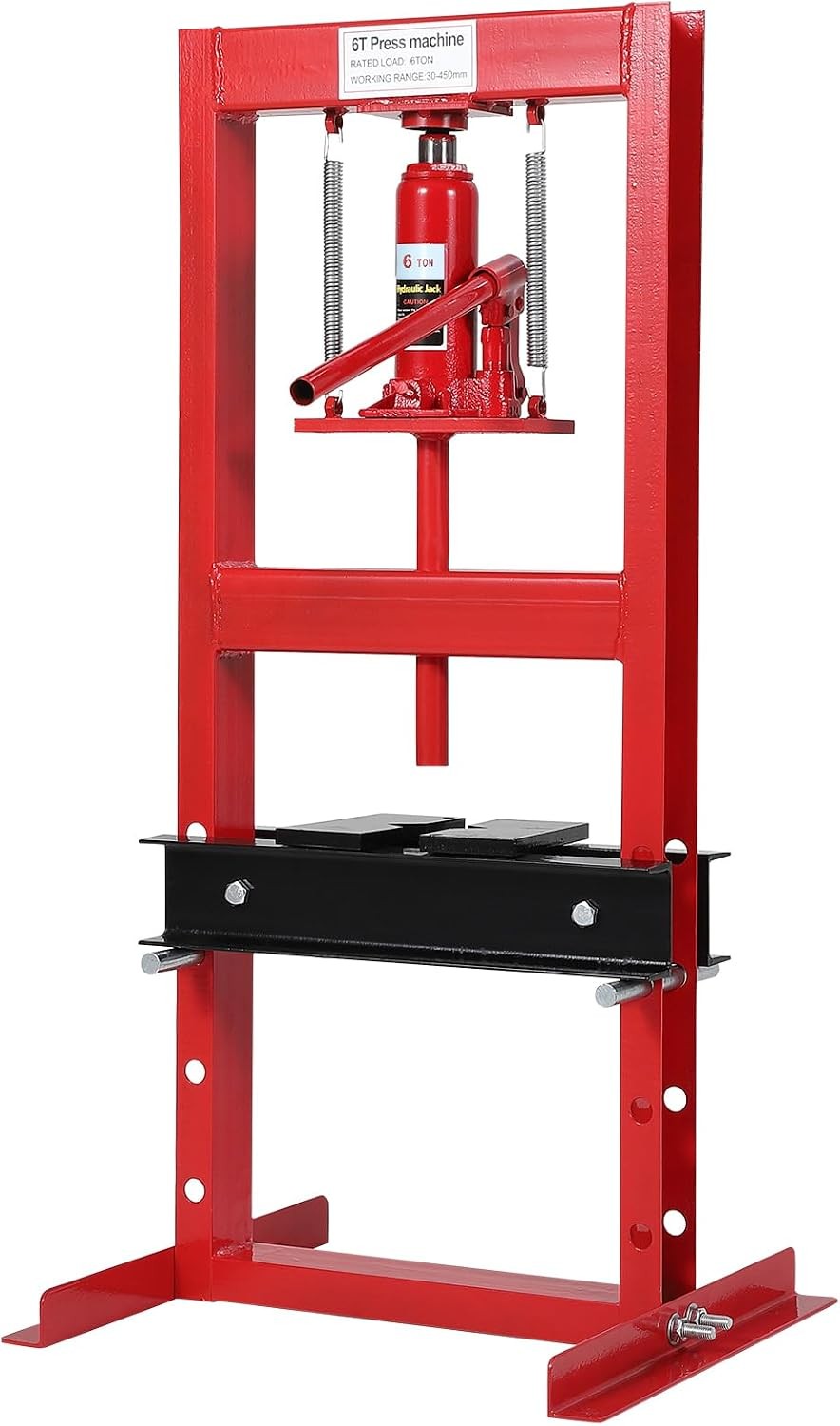6T Hydraulic Shop Press H-Frame Floor Shop Press,Red hydraulic press w/2 plates