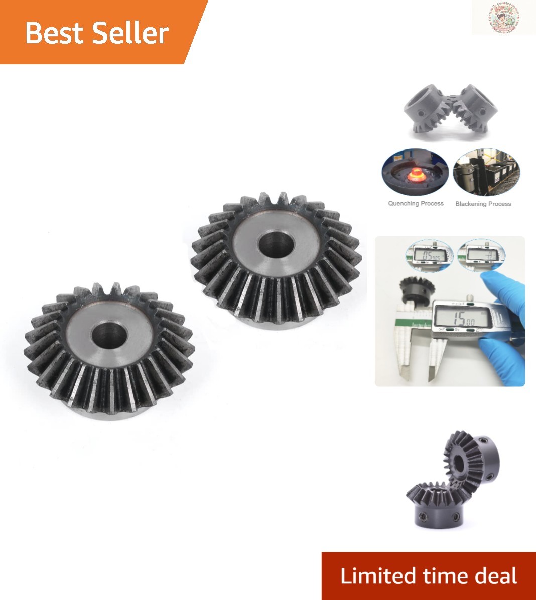 2 Pcs 1.5M 20 Teeth Tapered Bevel Gear with 15mm Shaft Hole – Durable Steel
