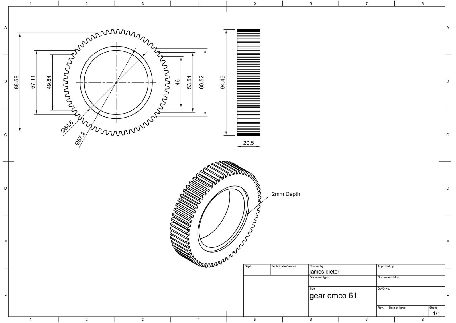 EMCO Maximat Models – 7, 8 and 10 Fiber Gear replacements B2A 037 000 gear