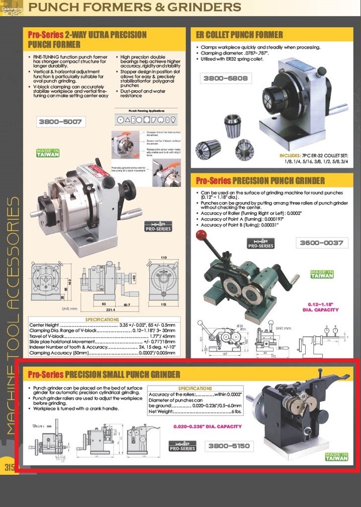 PRECISION SMALL PUNCH GRINDER – MADE IN TAIWAN (3800-5150)