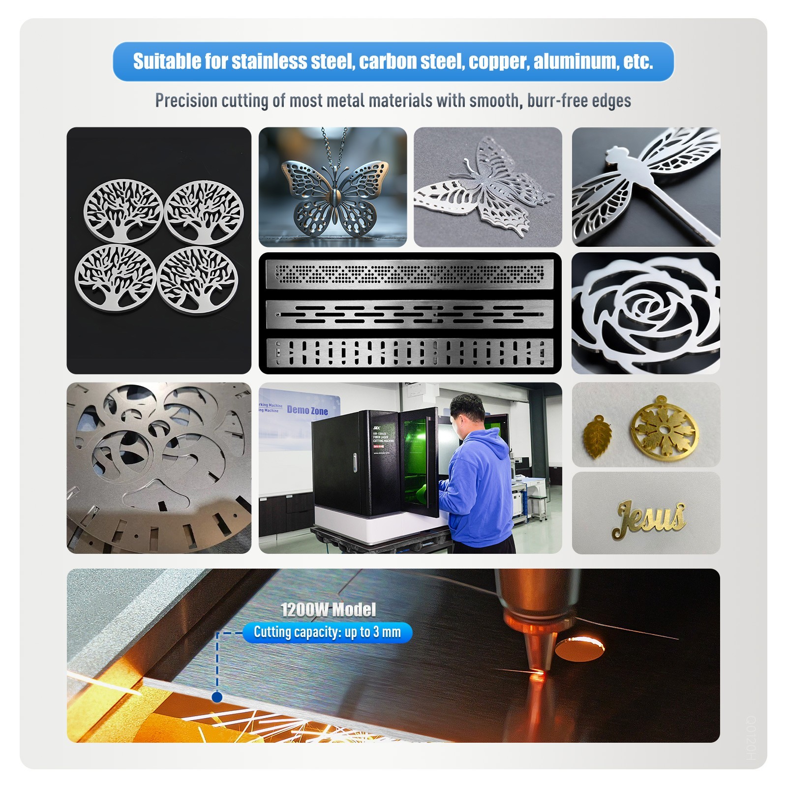 SFX-2030 1200W Air-Cooled Fiber Laser Cutter Precision Metal Cutting No Chiller