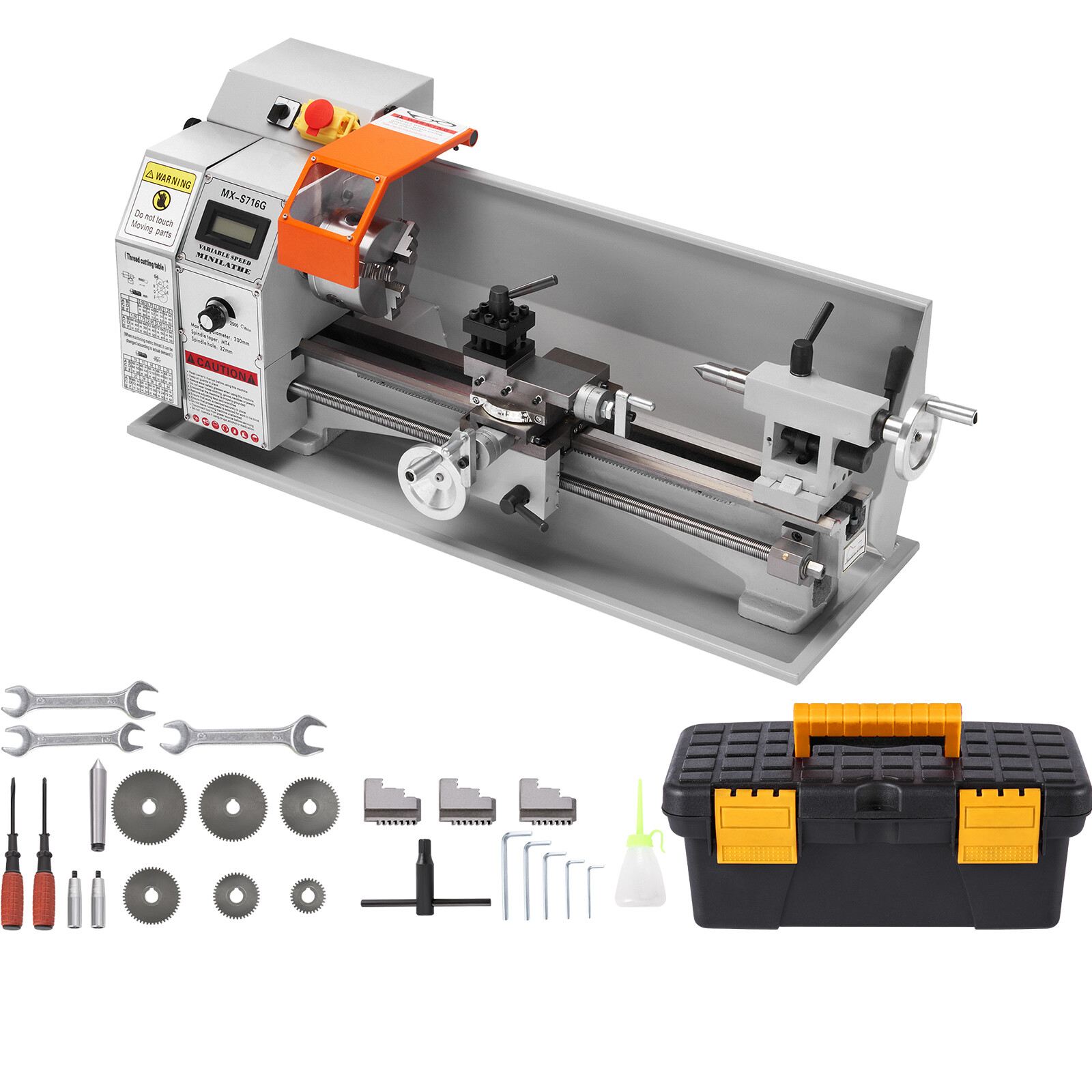 Mini Metal Lathe 7”x16” 150-2500 RPM Variable 800W Metalworking Machine