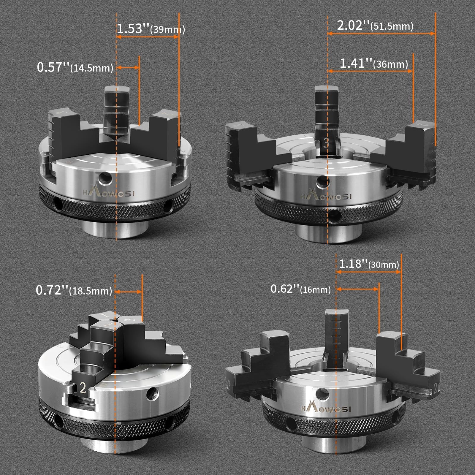 Wood Lathe Chuck,3 inch 3 jaw With MT-1 and MT-2 Arbor Shank,with 1 x 8TPI Th…