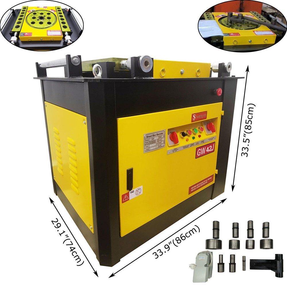 220V 3PH Electric Rebar Bending Machine 1/4”-1.6″ Automatic Steel Bar Bender