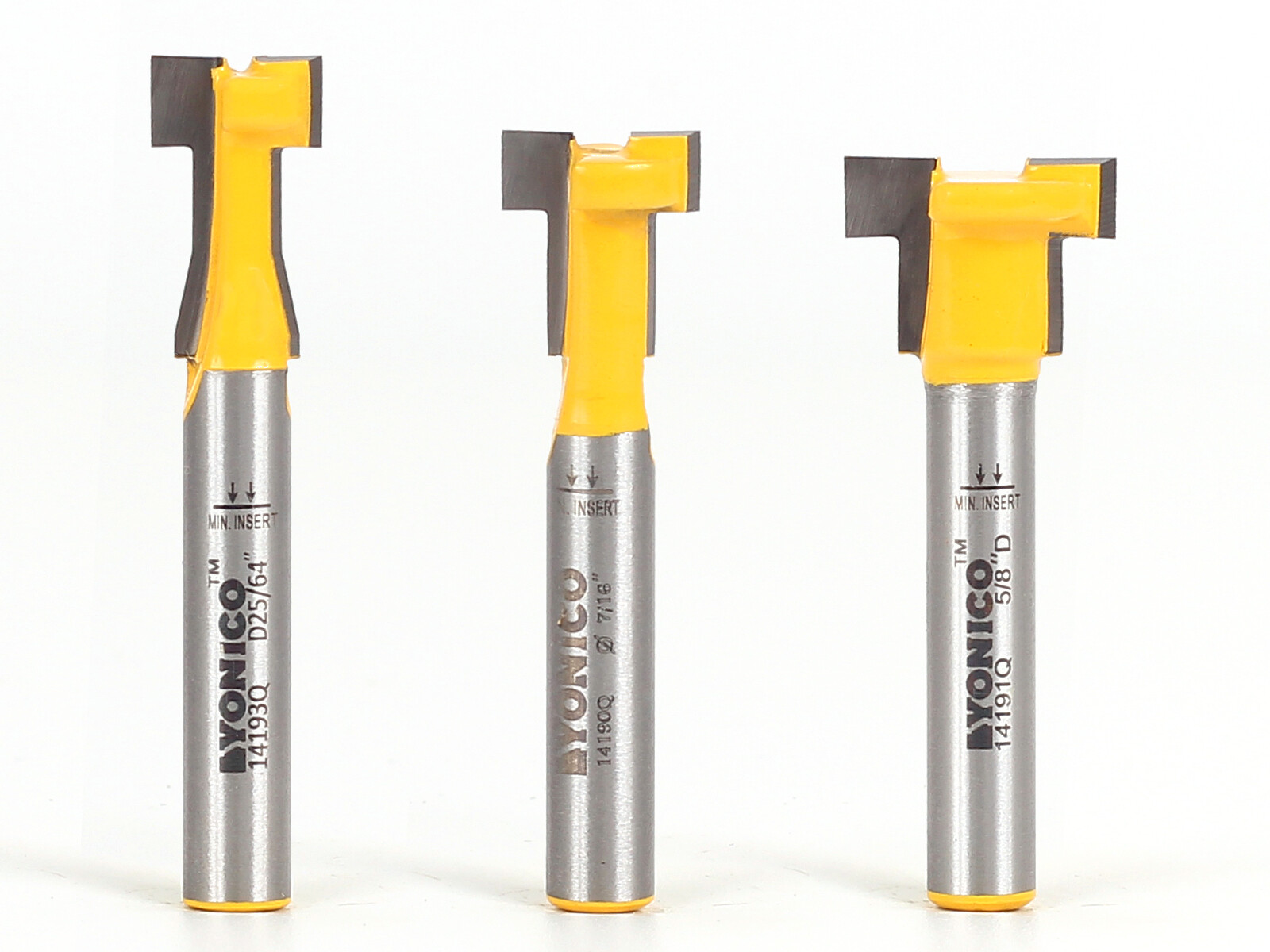 T Slot Router Bit 3 Bit Set – 1/4″ Shank – Yonico 14392q