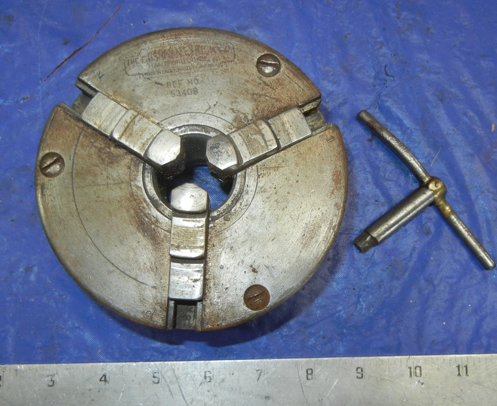 Cushman 5″ 3 jaw chuck for South Bend 9″ 10k Lathe 1-1/2″-8
