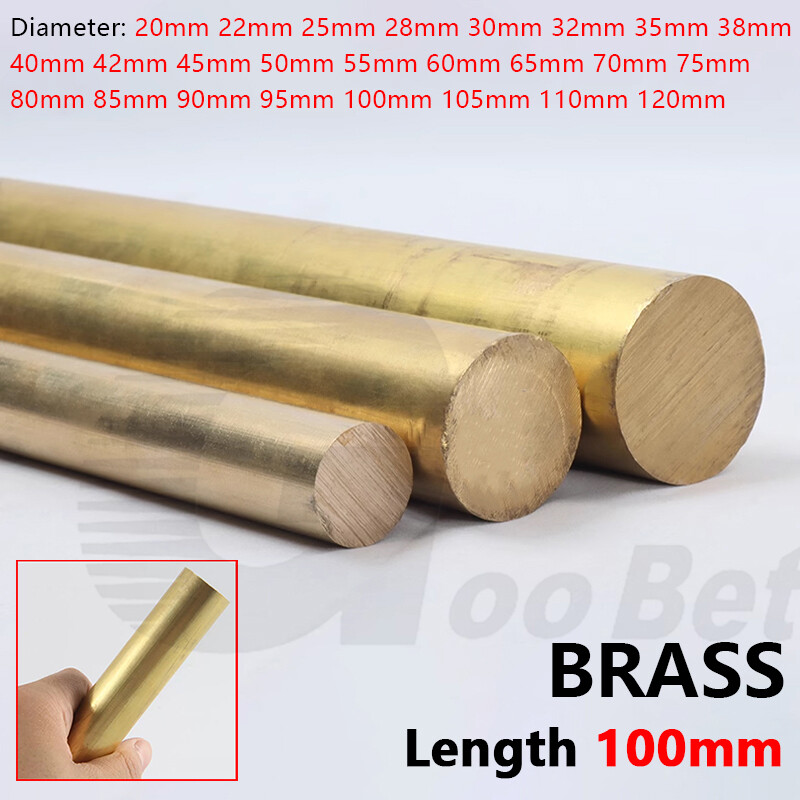 Brass Solid Round Bar Rod Dia 20mm 22mm 25mm 28mm 30mm 35mm – 120mm Length 100mm