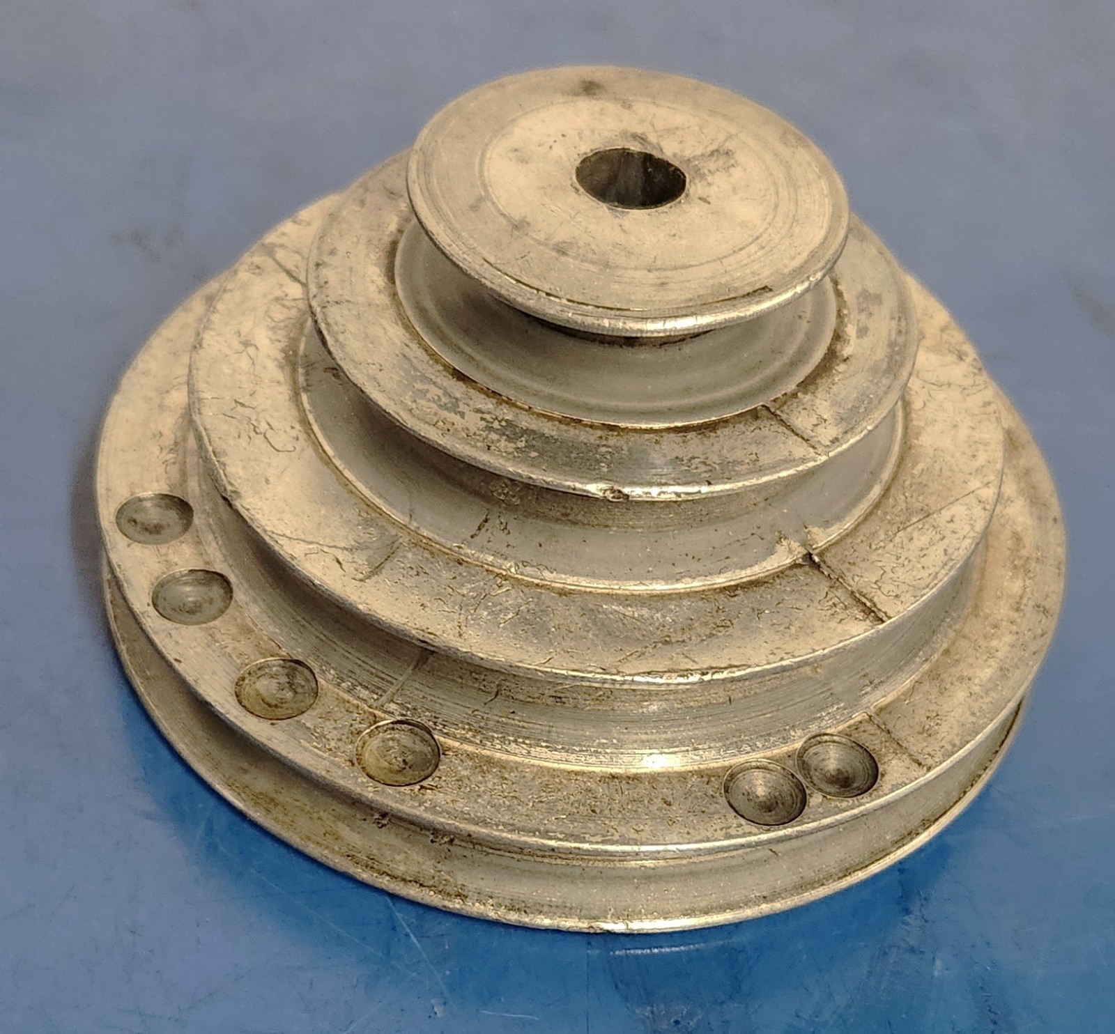 ATLAS LATHE 4 STEP PULLEY – 1/2 IN. BELT – FOR 1/2 IN. SHAFT – 2 SET SCREW LOCKS