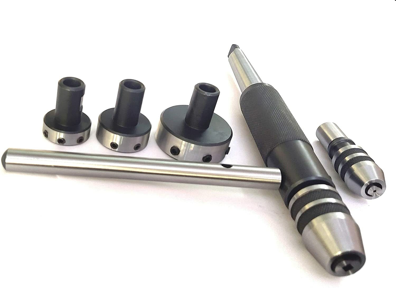 Lathe Tailstock Tap & Die Holder Kit MT3 Shank Threading Tapping Set Wooden Box