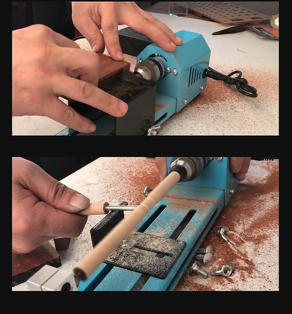 Compact and Powerful Mini Lathe for DIY Woodworking – 96W, 7-Speed Functionality